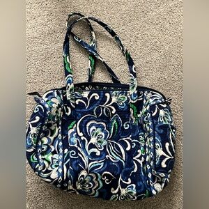 Vera Bradley Mediterranean Floral Blue and Green Tote Bag